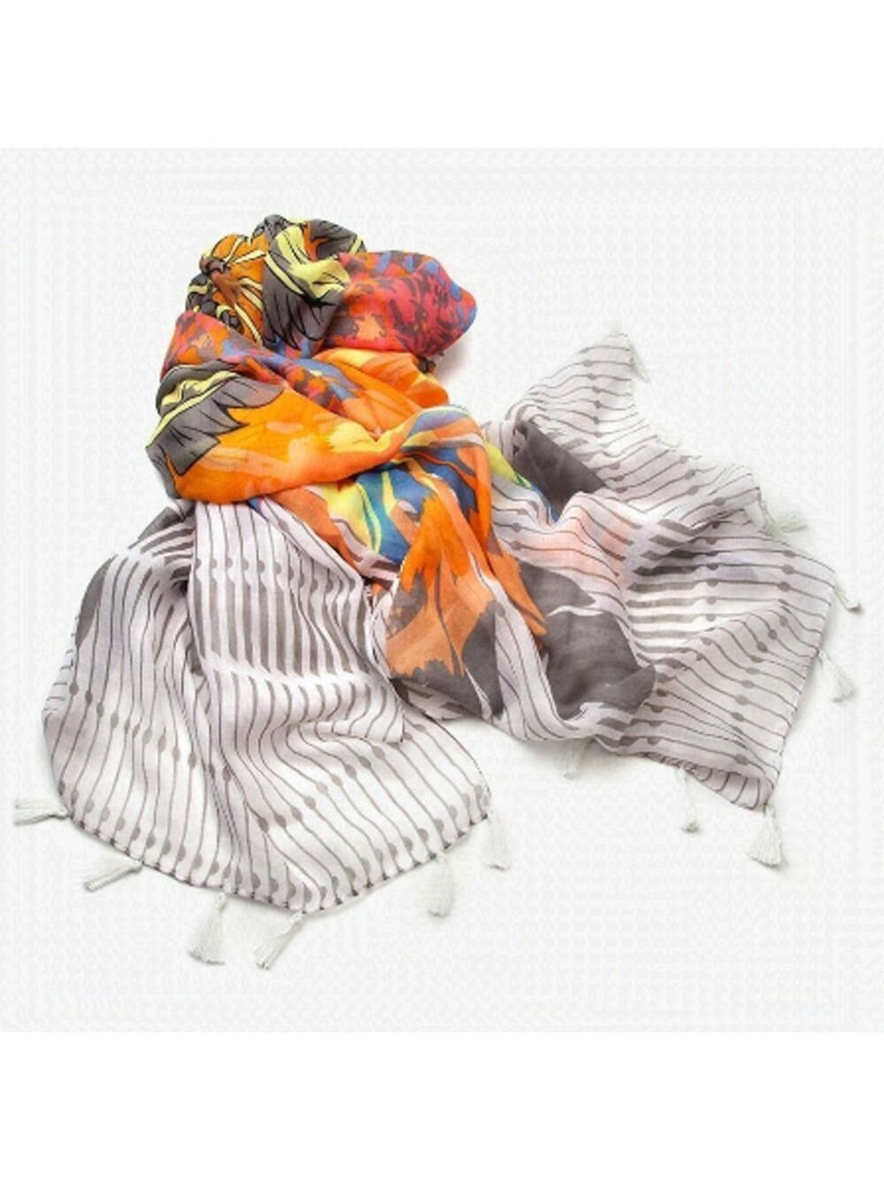NWT Scarf shawl grey cotton multi colour New With Tags